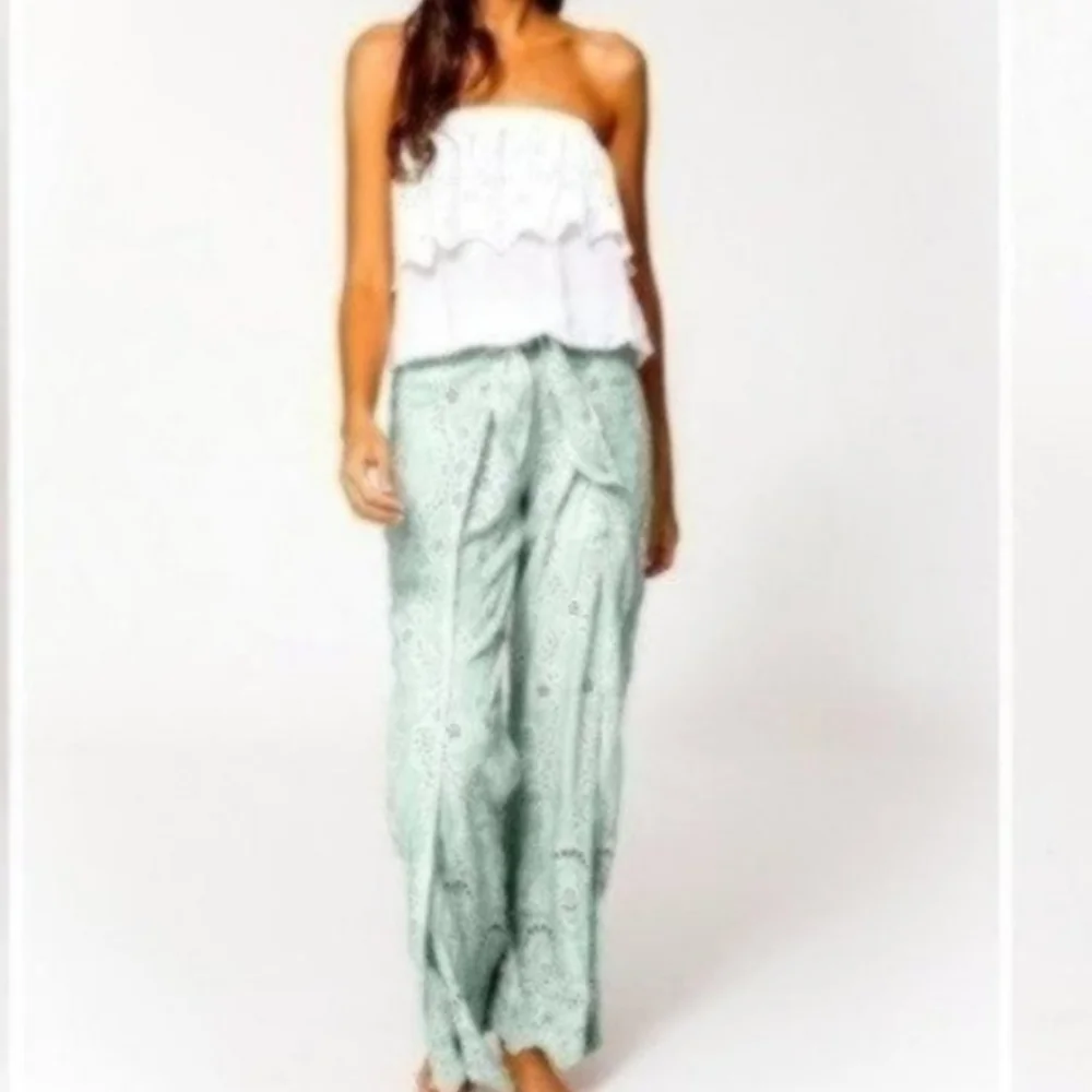 Young Fabulous & Broke Mint Eyelet Wide Leg Pants - Picture 2 of 12